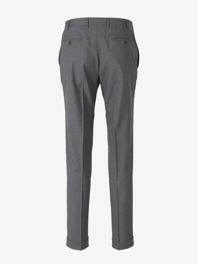 Shop Canali Wool Formal Pants In Light Gray