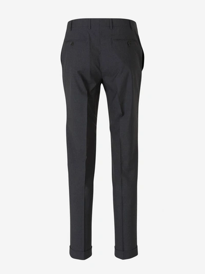 Shop Canali Wool Formal Pants In Charcoal Gray