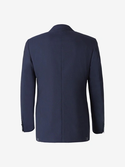 Shop Canali Wool Milano Suit In Navy