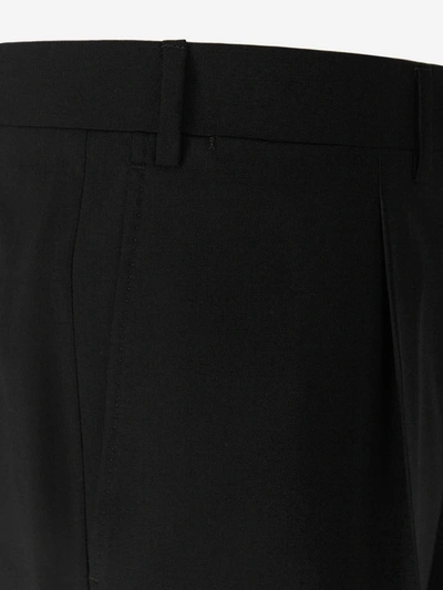 Shop Canali Wool Pleated Trousers In Black