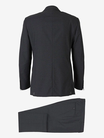 Shop Canali Wool Suit In Dark Grey