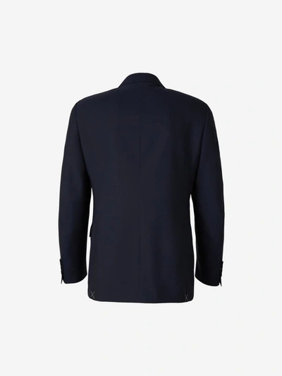 Shop Canali Wool Suit In Midnight Blue