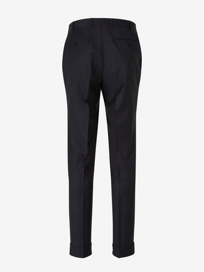 Shop Canali Wool Straight Suit In Night Blue