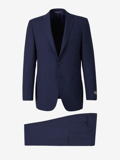 Shop Canali Wool Suit In Blue