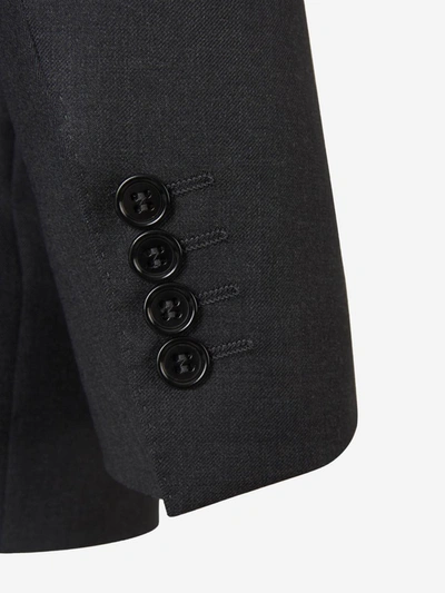 Shop Canali Wool Suit In Charcoal Gray