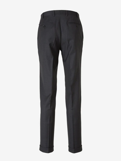 Shop Canali Wool Suit In Charcoal Gray