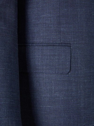 Shop Canali Wool Textured Blazer In Blau Marí