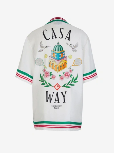 Shop Casablanca Logo Silk Shirt In Silk Twill