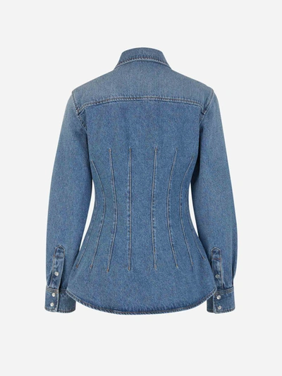 Shop Chloé Button Denim Overshirt In Blau Denim
