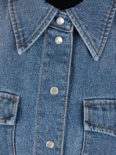 Shop Chloé Button Denim Overshirt In Blau Denim