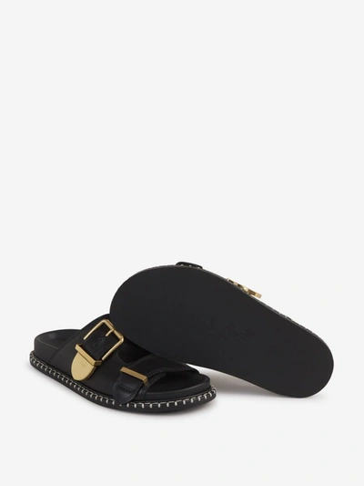 Shop Chloé Buckles Leather Sandals In Negre