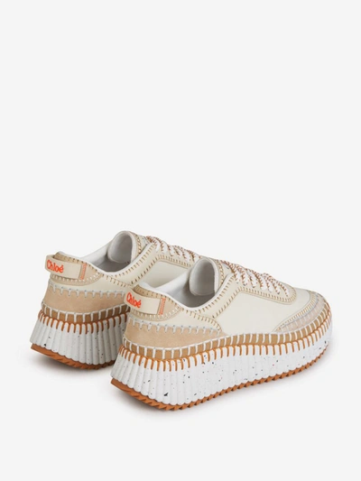 Shop Chloé Leather Nama Sneakers In Crema