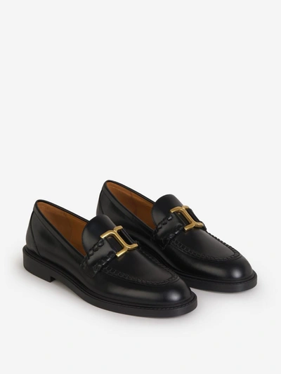 Shop Chloé Marcie Leather Loafers In Negre