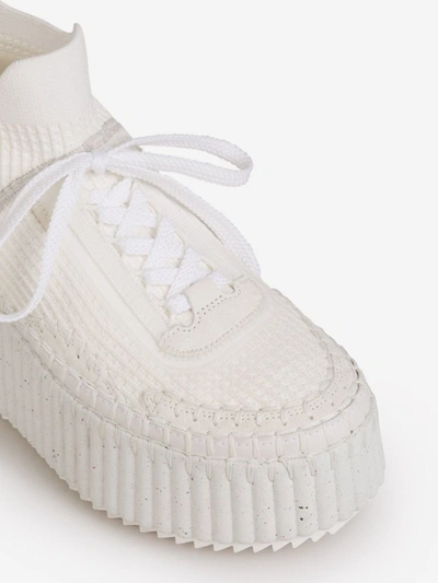 Shop Chloé Nama Wedge Sneakers In Blanc