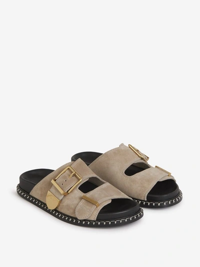 Shop Chloé Suede Leather Sandals In Taupe