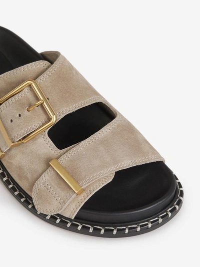 Shop Chloé Suede Leather Sandals In Taupe