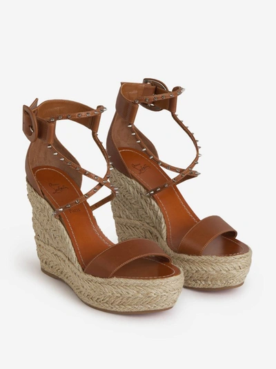Shop Christian Louboutin Chocazeppa Spikes Sandals In Camel