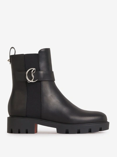 Shop Christian Louboutin Leather Chelsea Boots In Negre