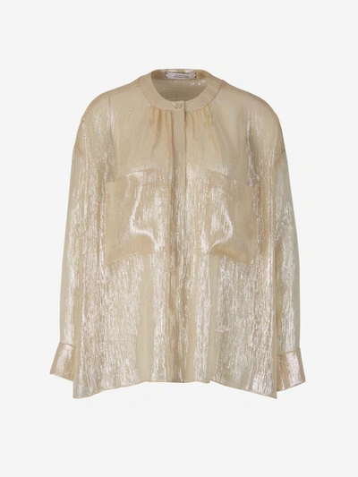 Shop Dorothee Schumacher Shine Silk Blouse In Crema