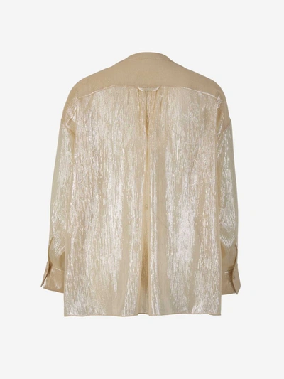 Shop Dorothee Schumacher Shine Silk Blouse In Crema