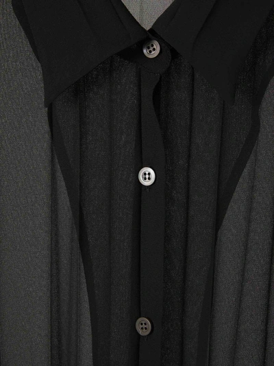 Shop Dries Van Noten Transparent Pleated Shirt In Black