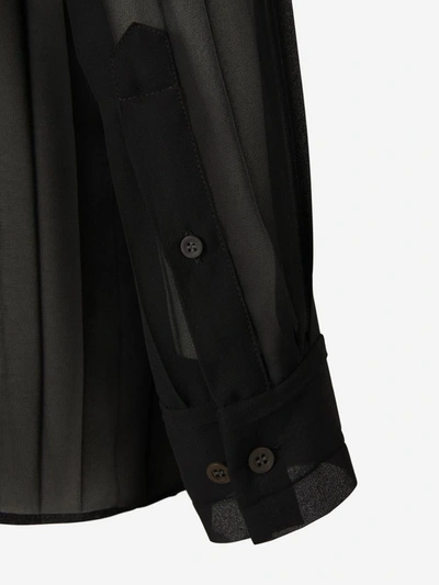 Shop Dries Van Noten Transparent Pleated Shirt In Black