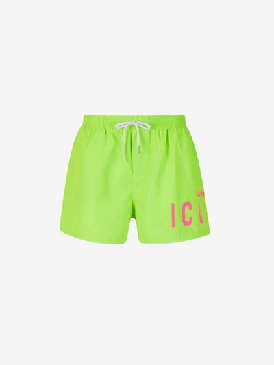 Shop Dsquared2 Icon Boxer Swimsuit In Verd Llima
