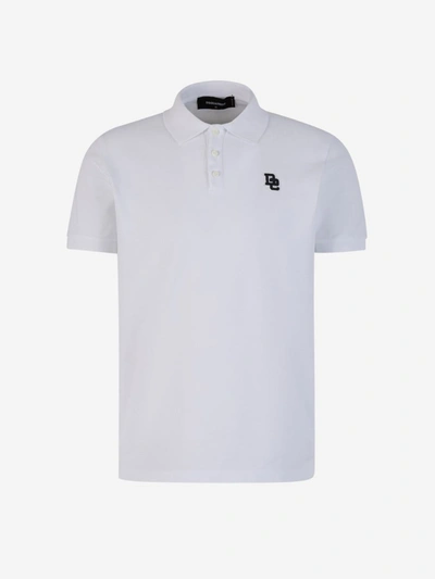 Shop Dsquared2 Patch Piquet Polo In Blanc