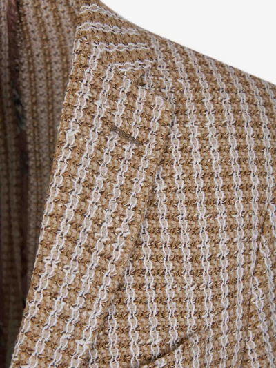 Shop Etro Cotton Knit Blazer In Taupe