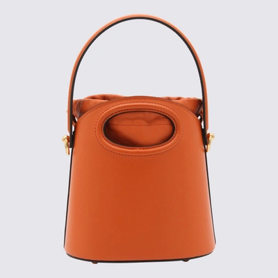 Shop Etro Orange Leather Saturno Bucket Bag