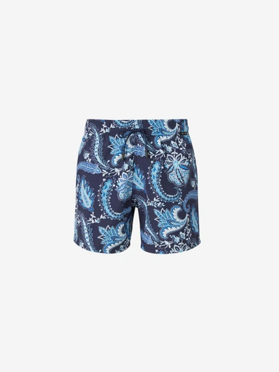 Shop Etro Paisley Logo Swimsuit In Different Shades Of Blue