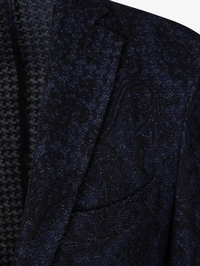 Shop Etro Paisley Knitted Blazer In Blau Marí