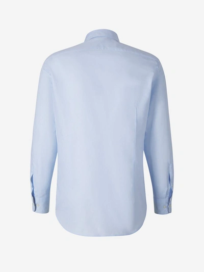 Shop Etro Plain Cotton Shirt In Blau Cel