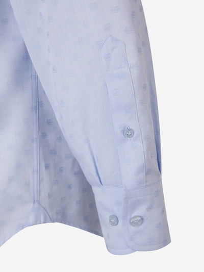 Shop Etro Plain Cotton Shirt In Blau Cel