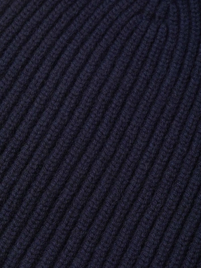 Shop Fedeli Cashmere Knit Beanie In Midnight Blue