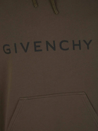 Shop Givenchy Logo Hood Sweatshirt In Verd Militar