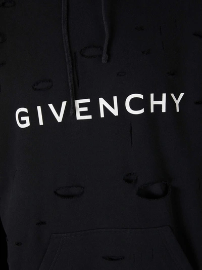 Shop Givenchy Ripped Cotton Sweatshirt In Negre