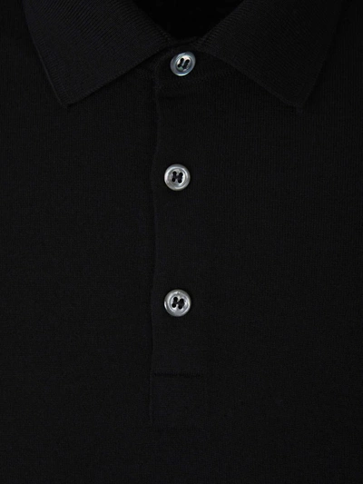Shop Gran Sasso Long Sleeve Polo In Black