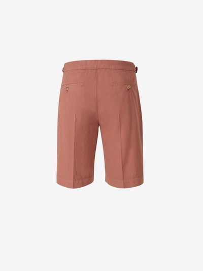 Shop Incotex Cotton And Linen Bermuda Shorts In Red