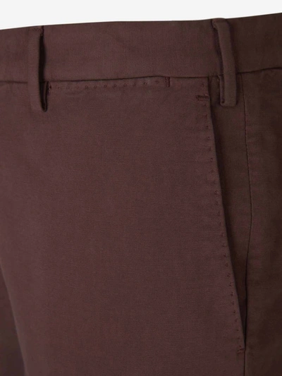 Shop Incotex Cotton Chino Trousers In Brown