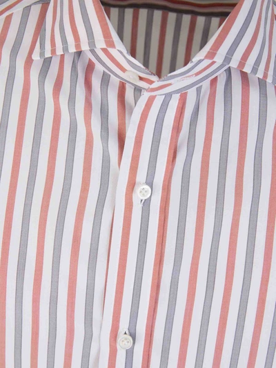 Shop Isaia Strip Motif Shirt In Vermell