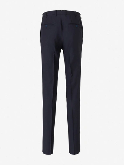 Shop Isaia Wool Mohair Suit In Navy Blue