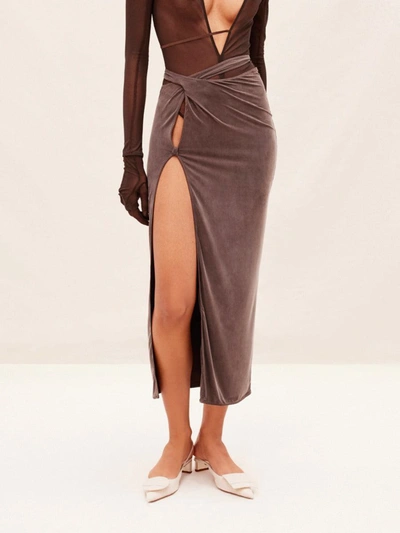 Shop Jacquemus La Jupe Espelho Skirt In Taupe