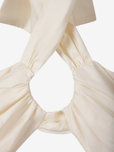 Shop Johanna Ortiz Cotton Bow Top In Ivory