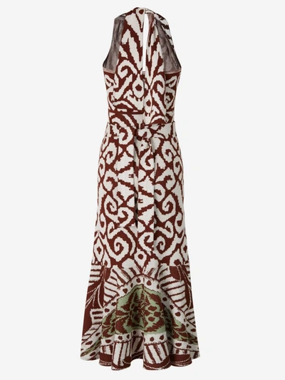 Shop Johanna Ortiz Antique Dialogues Dress In Terracotta, Ivory And Mint Green