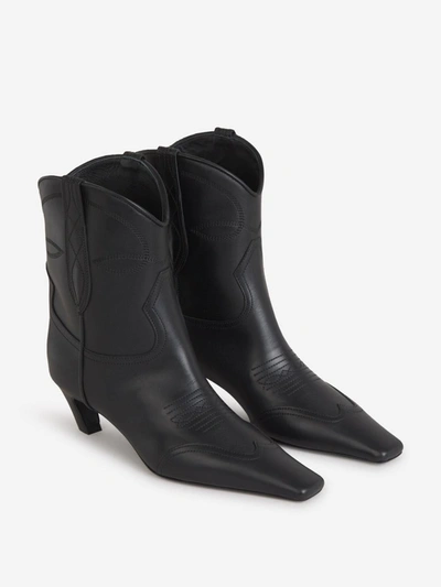 Shop Khaite Leather Dallas Boots In Negre