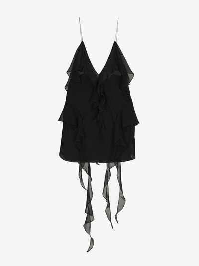 Shop Khaite Ruffle Silk Top In Negre