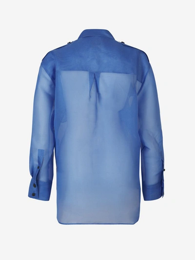 Shop Khaite Silk Semi-transparent Blouse In Blau Reial