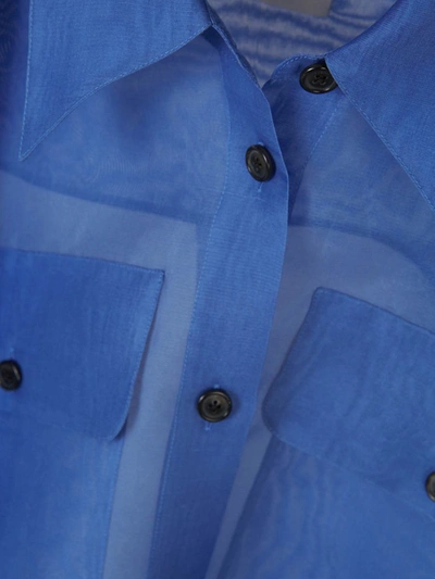 Shop Khaite Silk Semi-transparent Blouse In Blau Reial