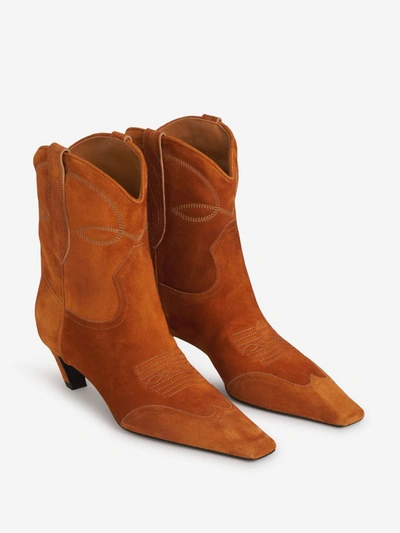 Shop Khaite Suede Leather Dallas Boots In Caramel